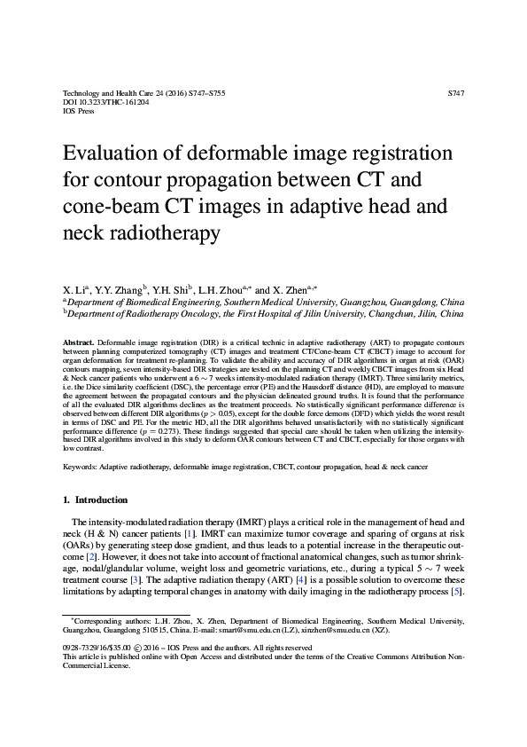 (PDF) Evaluation of deformable image registration for contour ...
