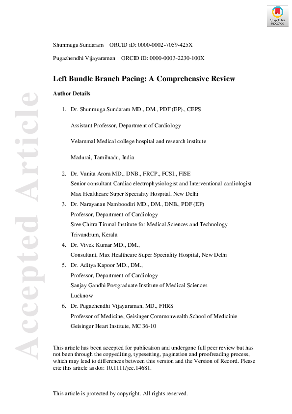 (PDF) Left bundle branch pacing: A comprehensive review