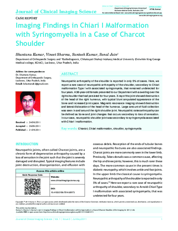 (PDF) Imaging Findings in Chiari I Malformation with Syringomyelia in a ...