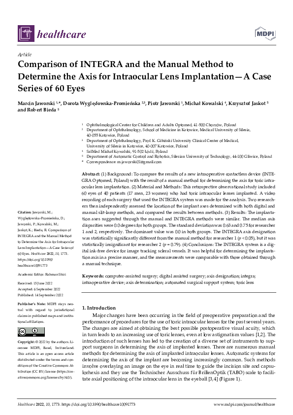 (PDF) Comparison of INTEGRA and the Manual Method to Determine the Axis ...