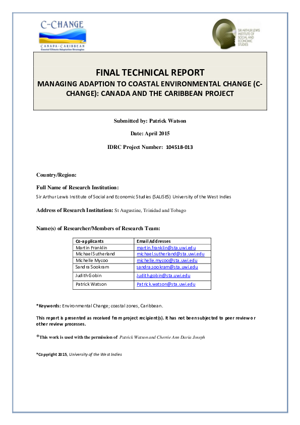 (PDF) Final technical report / Managing Adaption to Coastal ...
