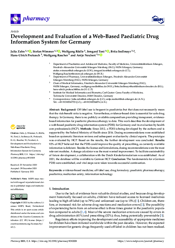 (PDF) Development and Evaluation of a Web-Based Paediatric Drug ...