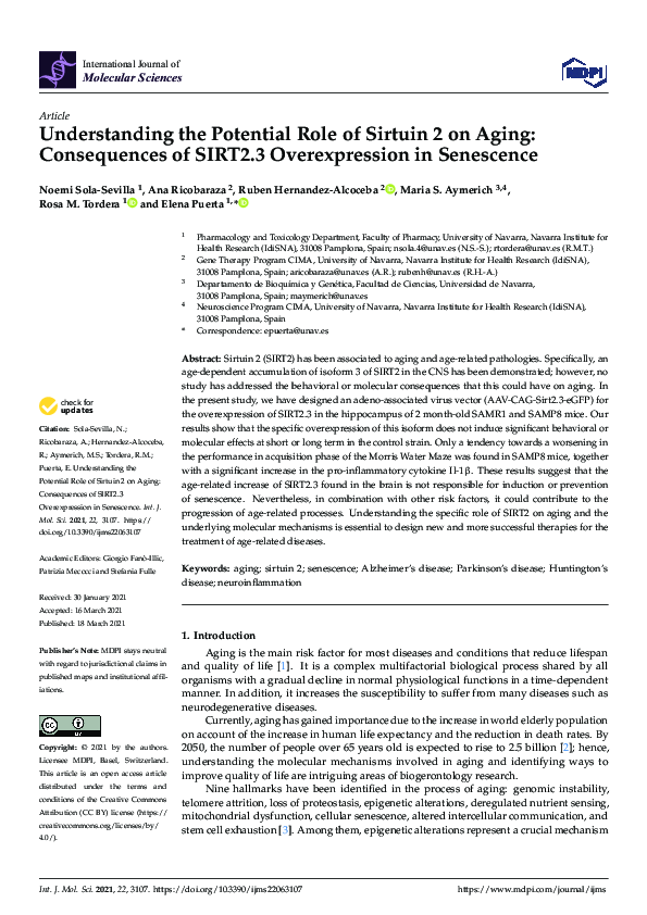 (PDF) Understanding the Potential Role of Sirtuin 2 on Aging ...