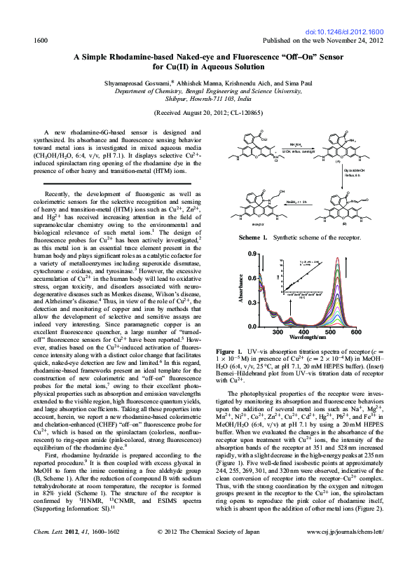 (PDF) A Simple Rhodamine-based Naked-eye and Fluorescence ^|^ldquo;Off ...