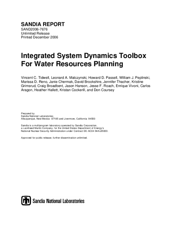 (PDF) Dynamic Toolkit for Interactive Water Resource Planning