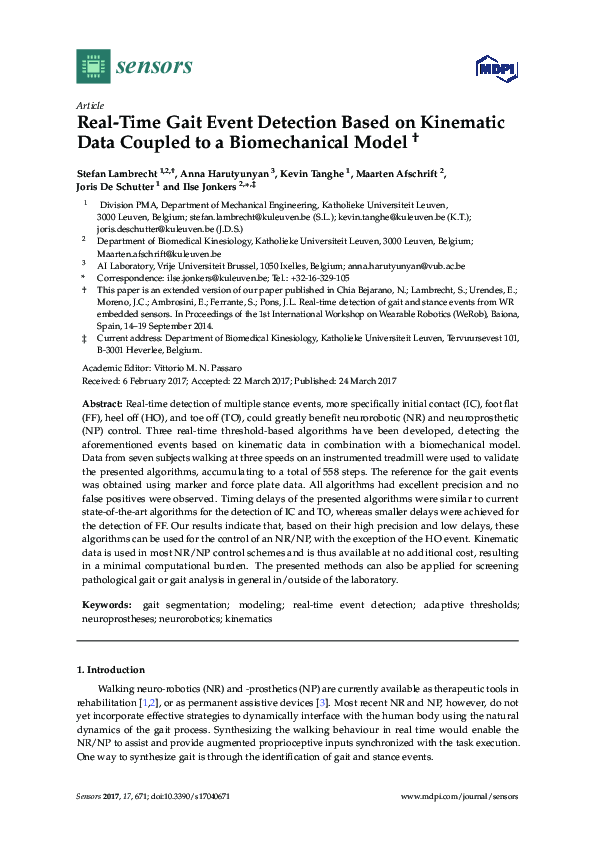 (PDF) Real-Time Gait Event Detection Based on Kinematic Data Coupled to ...