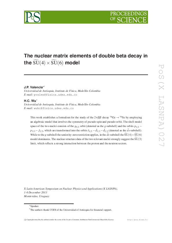 (PDF) The nuclear matrix elements of double beta decay in Pseudo-SU(4 ...