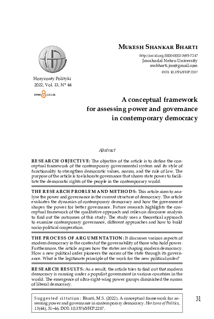 (PDF) A conceptual framework for assessing power and governance in ...