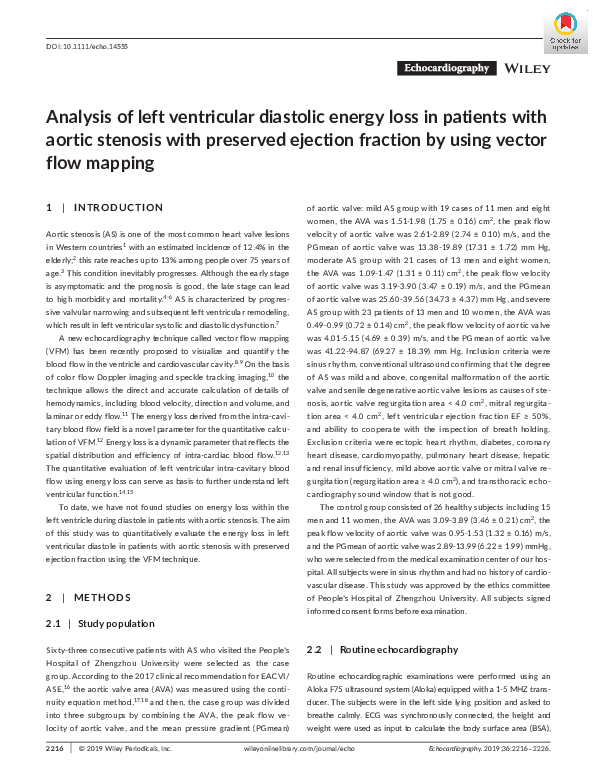 (PDF) Analysis of left ventricular diastolic energy loss in patients ...