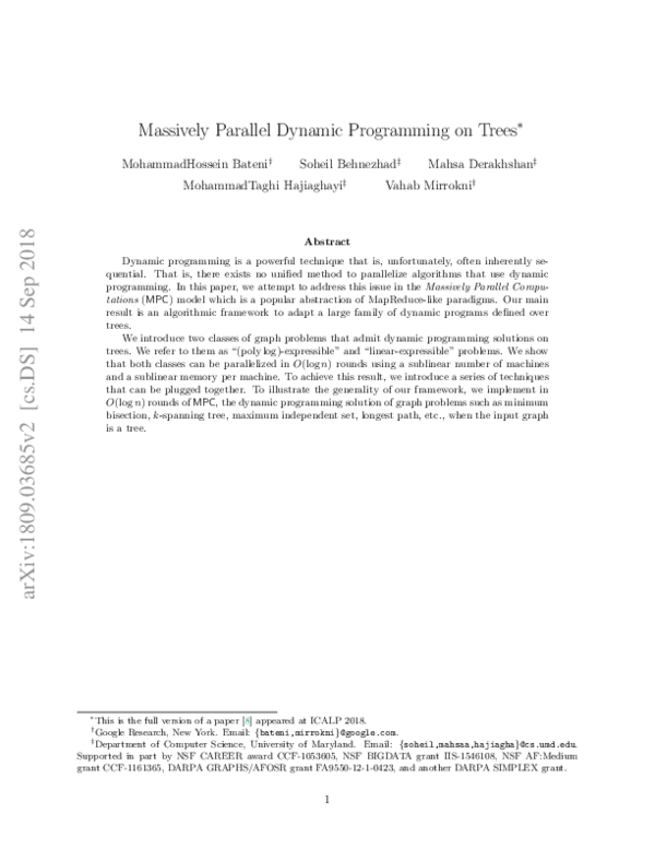 (PDF) Massively Parallel Dynamic Programming on Trees