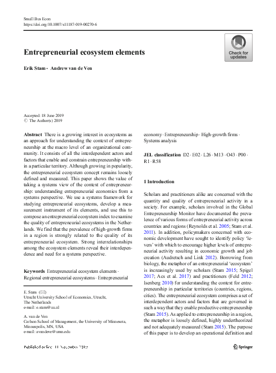 (PDF) The Dutch Entrepreneurial Ecosystem