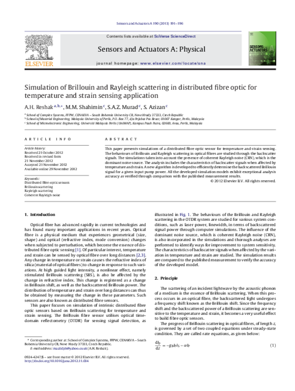 (PDF) Simulation of Brillouin and Rayleigh scattering in distributed ...