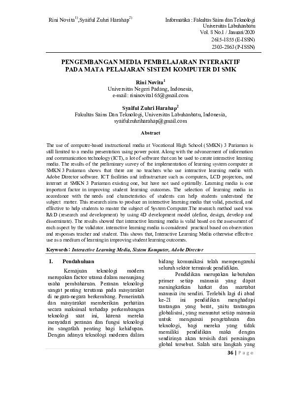 (PDF) Pengembangan Media Pembelajaran Interaktif Pada Mata Pelajaran ...