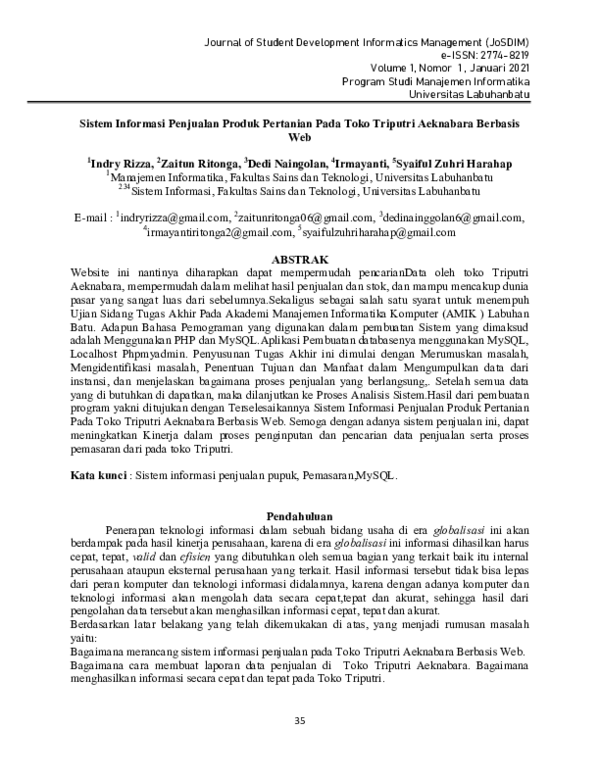 Sistem Informasi Penjualan Online Berbasis Web: Jurnal dan Implementasinya dalam Era Digital