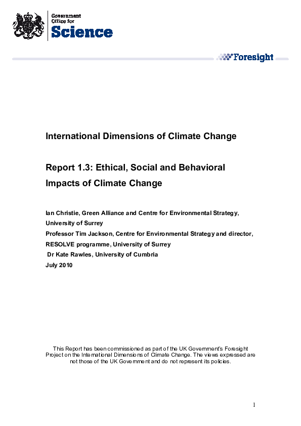 (PDF) International Dimensions of Climate Change Report 1.3: Ethical ...