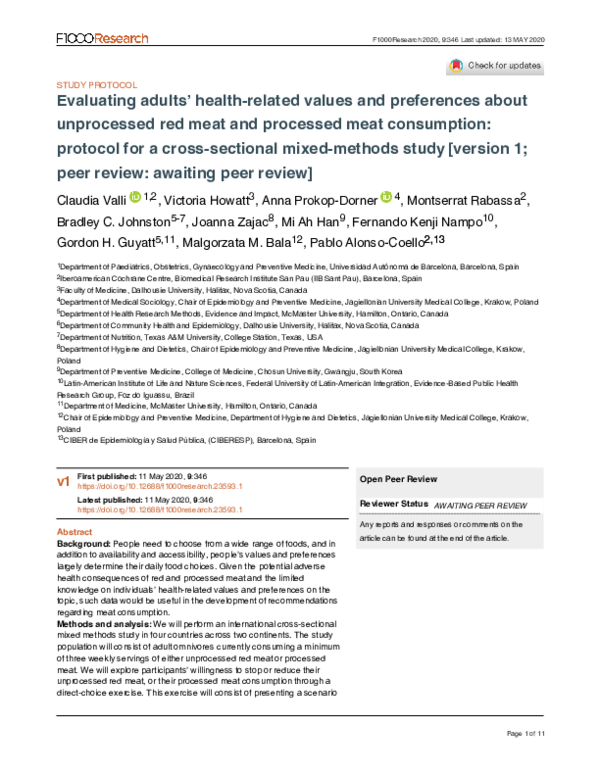 (PDF) Evaluating adults’ health-related values and preferences about ...