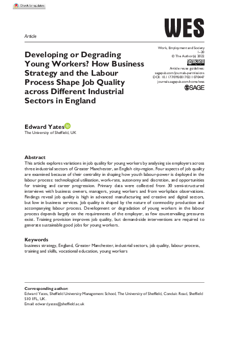 (PDF) Developing or Degrading Young Workers? How Business Strategy and ...