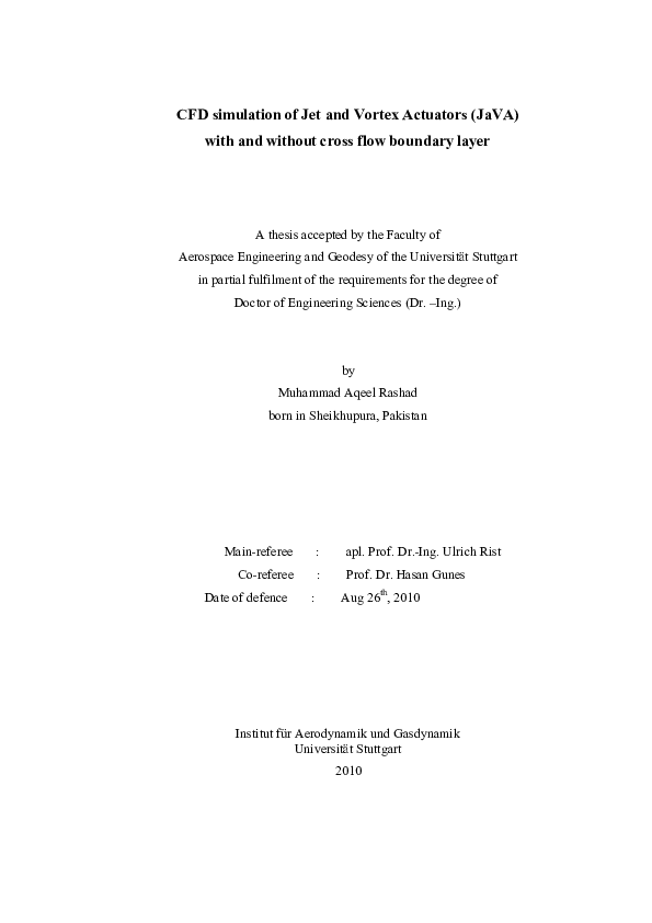 (PDF) CFD simulation of Jet and Vortex Actuators (JaVA) with and ...