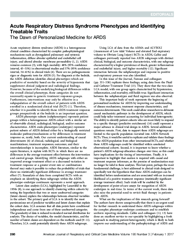 (PDF) Acute Respiratory Distress Syndrome Phenotypes and Identifying ...