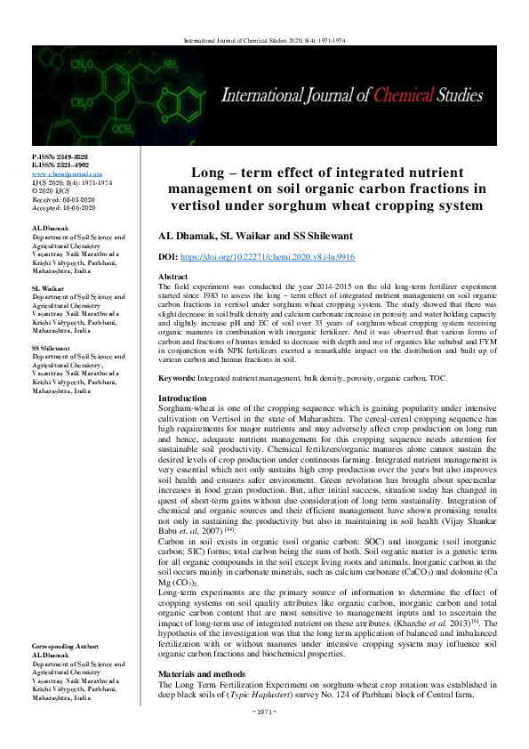 (PDF) Long – term effect of integrated nutrient management on soil ...