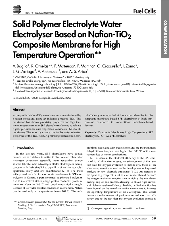 (PDF) Solid Polymer Electrolyte Water Electrolyser Based on Nafion ...