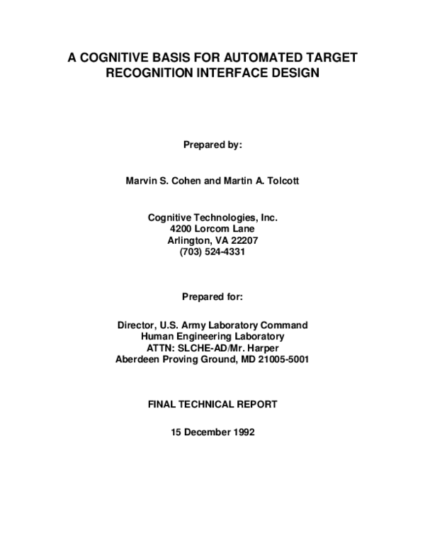 (PDF) A Cognitive Basis for Automated Target Recognition Interface Design
