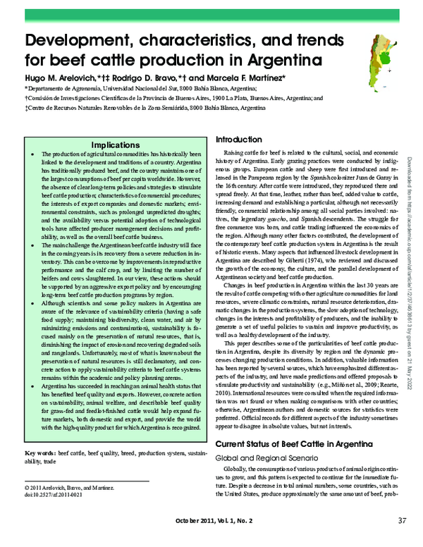 (PDF) Development, characteristics, and trends for beef cattle ...