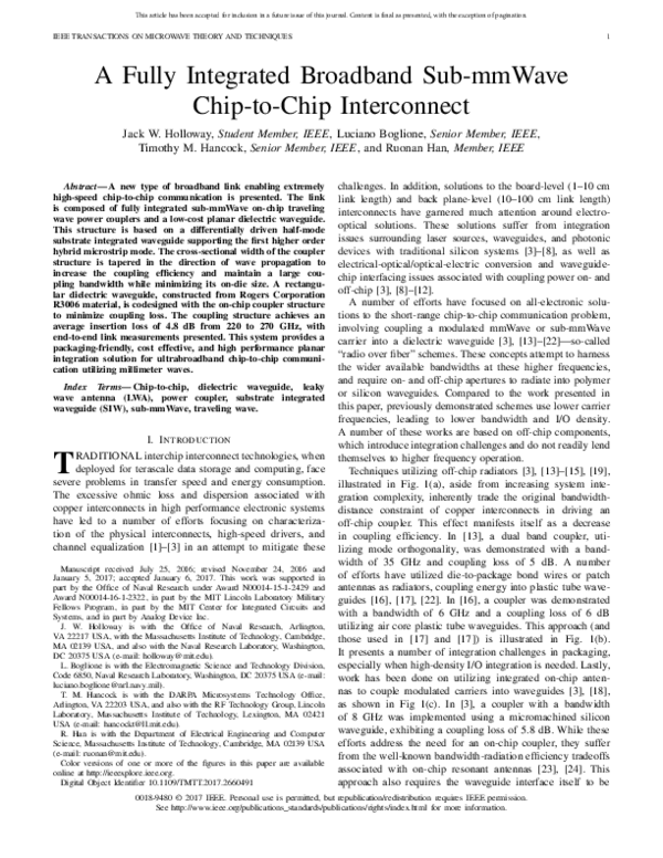 (PDF) A Fully Integrated Broadband Sub-mmWave Chip-to-Chip Interconnect