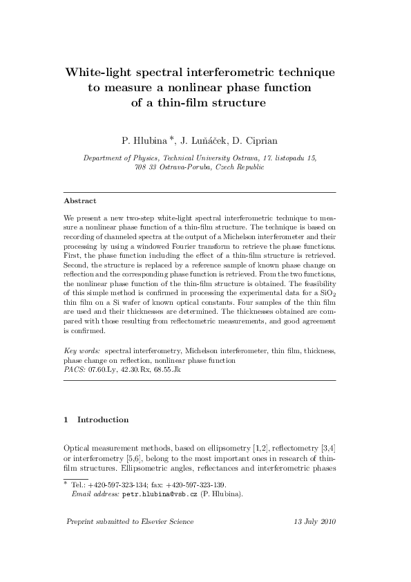 (PDF) White-light spectral interferometric technique to measure a ...