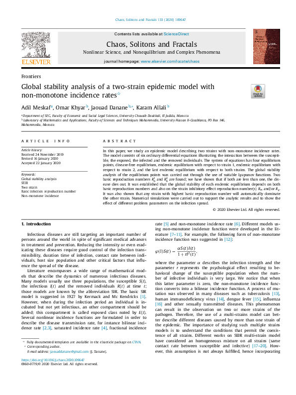 (PDF) Global stability analysis of two-strain epidemic model with ...