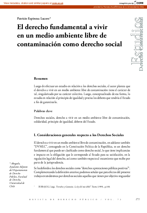 (PDF) El derecho fundamental a vivir en un medio ambiente libre de ...