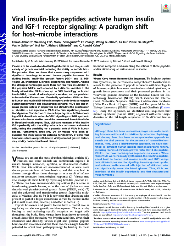 (PDF) Faculty of 1000 evaluation for Viral insulin-like peptides ...