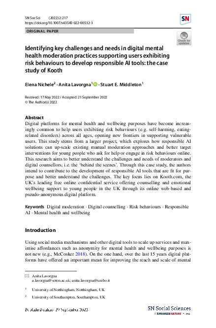 (PDF) Identifying key challenges and needs in digital mental health ...