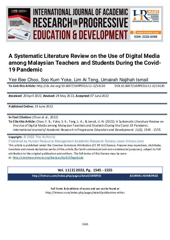 (PDF) A Systematic Literature Review on the Use of Digital Media among ...