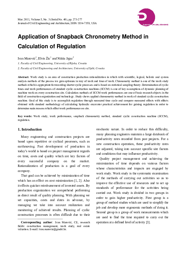 (PDF) Application of Snapback Chronometry Method in Calculation of ...