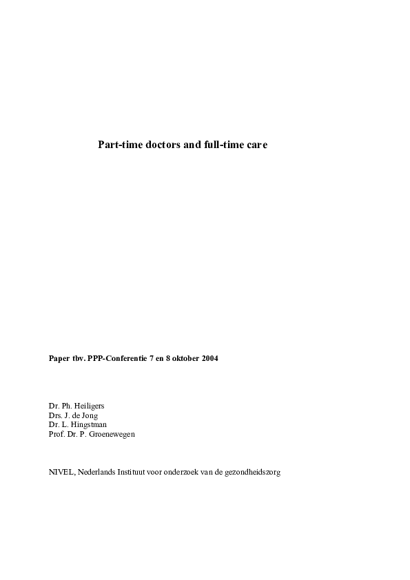 (DOC) Part-time doctors and full-time care