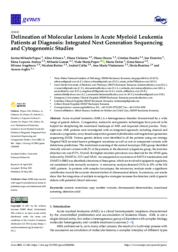 (PDF) Delineation of Molecular Lesions in Acute Myeloid Leukemia ...