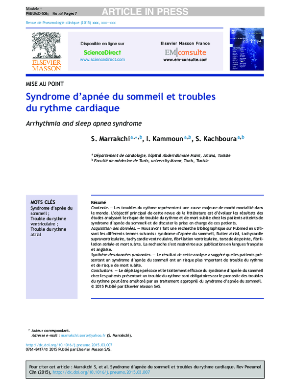 (PDF) Syndrome d’apnée du sommeil et troubles du rythme cardiaque — free download