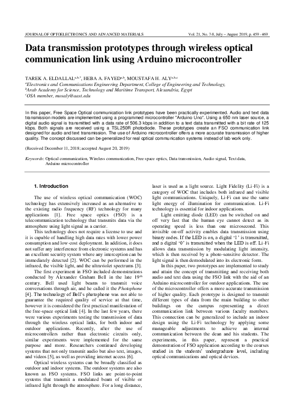 (PDF) Data transmission prototypes through wireless optical