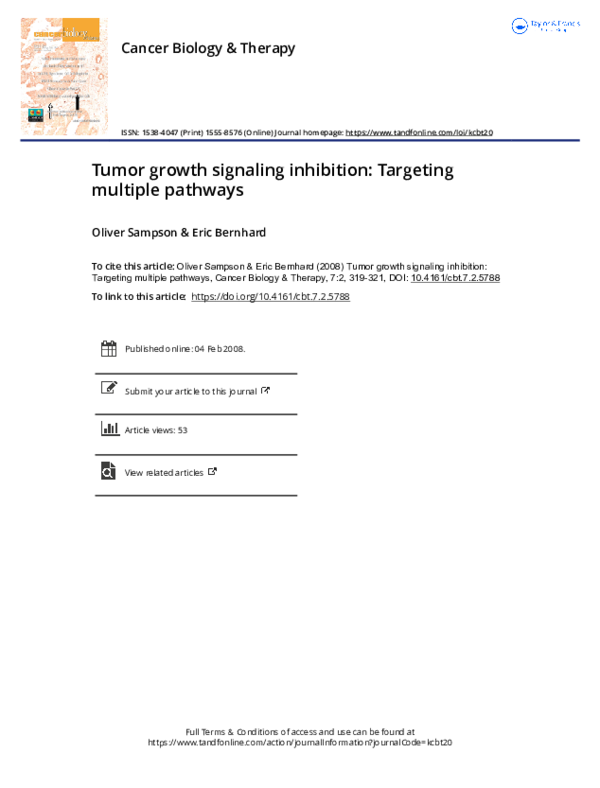 (PDF) Tumor growth signaling inhibition: Targeting multiple pathways ...