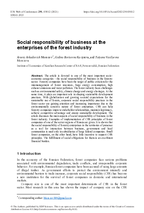 (PDF) Social responsibility of business at the enterprises of the ...
