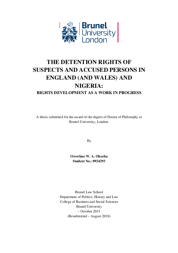 (PDF) The detention rights of suspects and accused persons in England ...
