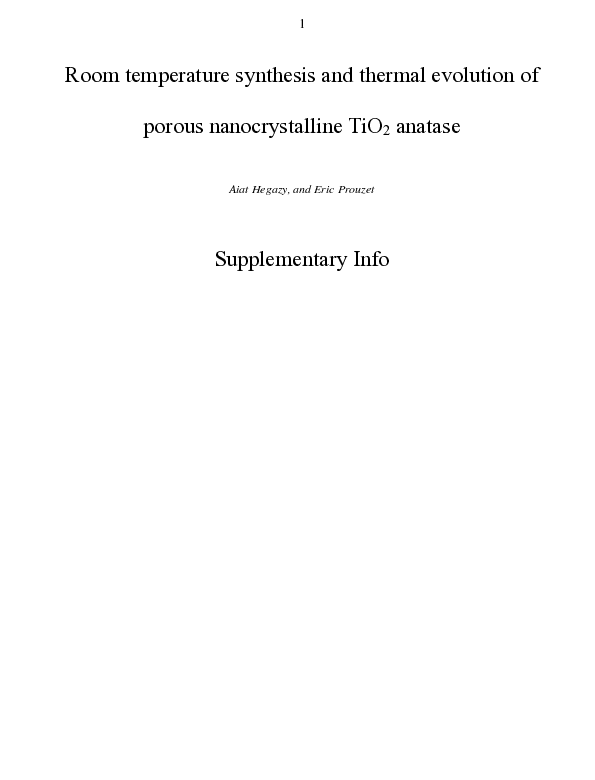 (PDF) Room Temperature Synthesis and Thermal Evolution of Porous ...
