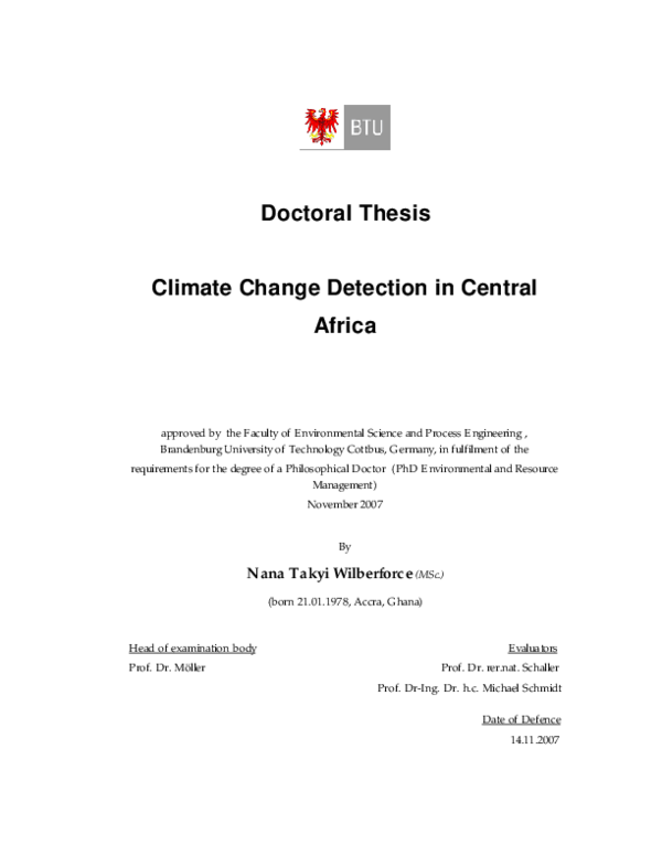 (PDF) Climate change detection in Central Africa