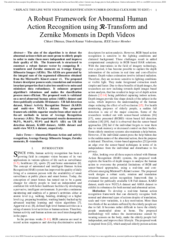 (PDF) A Robust Framework for Abnormal Human Action Recognition Using ...