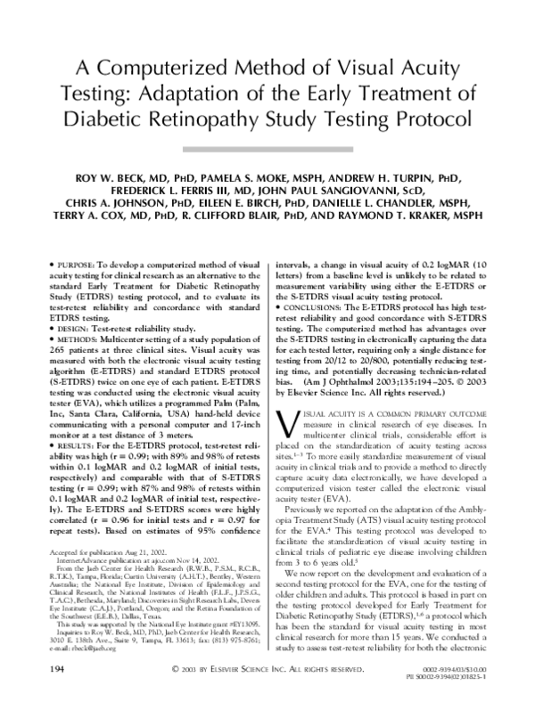 (PDF) A computerized method of visual acuity testing
