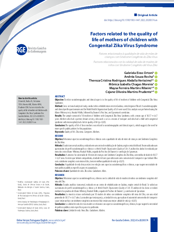(PDF) Factors related to the quality of life of mothers of children ...