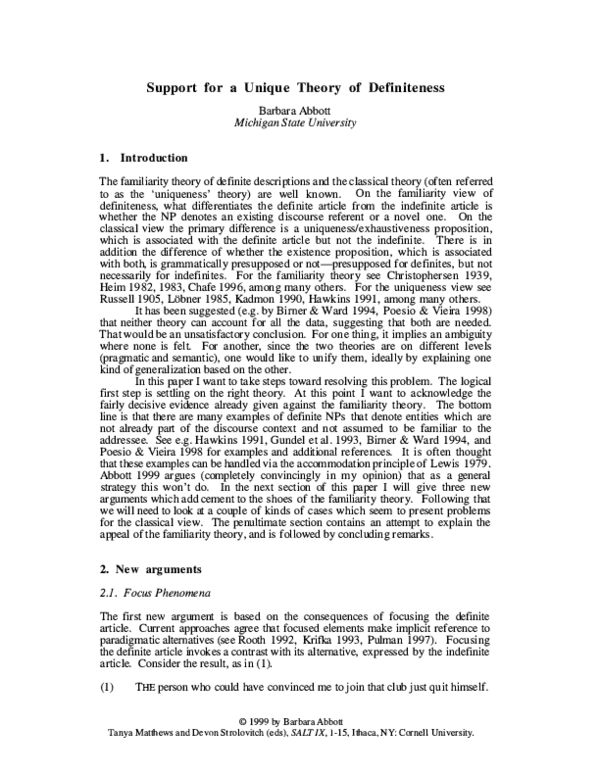 (PDF) Support for a Unique Theory of Definiteness