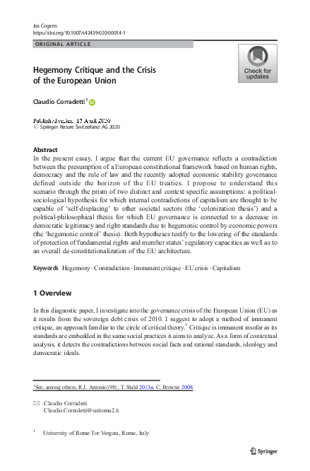 (PDF) Hegemony Critique and the Crisis of the European Union