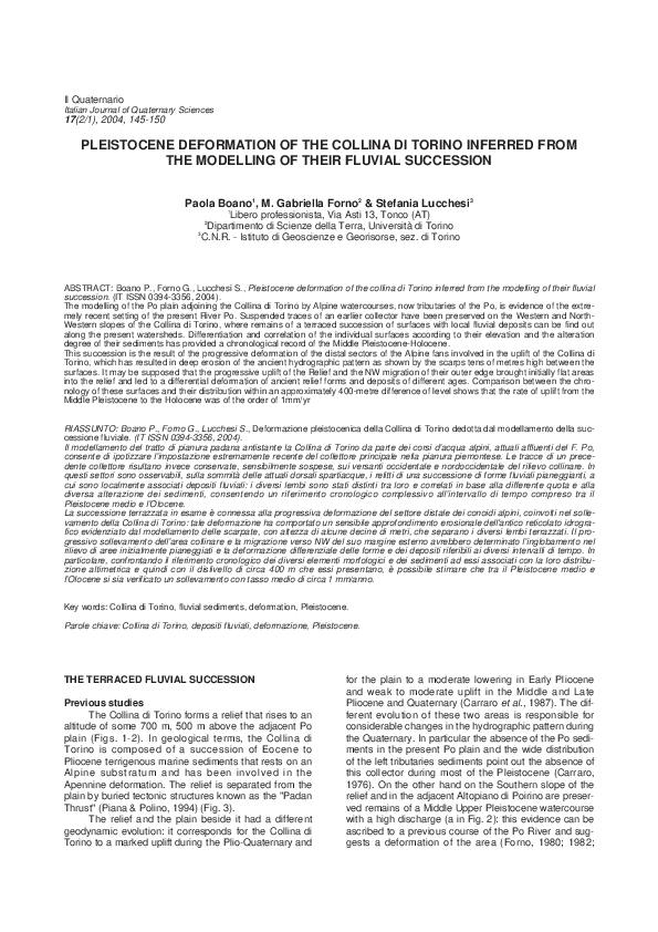 (PDF) Pleistocene Deformation of the Collina DI Torino Inferred from ...